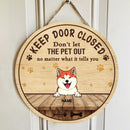Pawzity Keep Door Closed Don't Let The Pets Out Welcome Door Sign, Gifts For Pet Lovers, Yellow Paw Prints