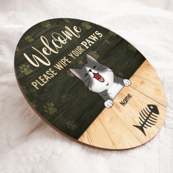 Pawzity Welcome Door Sign, Gift For Cat Lovers, Please Wipe Your Paws Funny Signs, Personalized Housewarming Gifts , Cat Mom Gifts