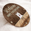 Pawzity Welcome Door Sign, Gift For Dog Lovers, Welcome Hope You Like Dogs Brown Rustic Home Sweet Home Sign , Dog Mom Gifts