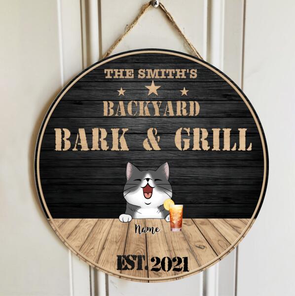 Pawzity Backyard Signs, Gifts For Cat Lovers, Custom Cat Backyard Bar & Grill Sign , Cat Mom Gifts