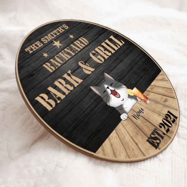 Pawzity Backyard Signs, Gifts For Cat Lovers, Custom Cat Backyard Bar & Grill Sign , Cat Mom Gifts