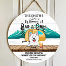 Pawzity Camping Signs, Gifts For Dog Lovers, Proudly Serving Whatever You Brought, Green Mountain & Yellow Camping Van , Dog Mom Gifts