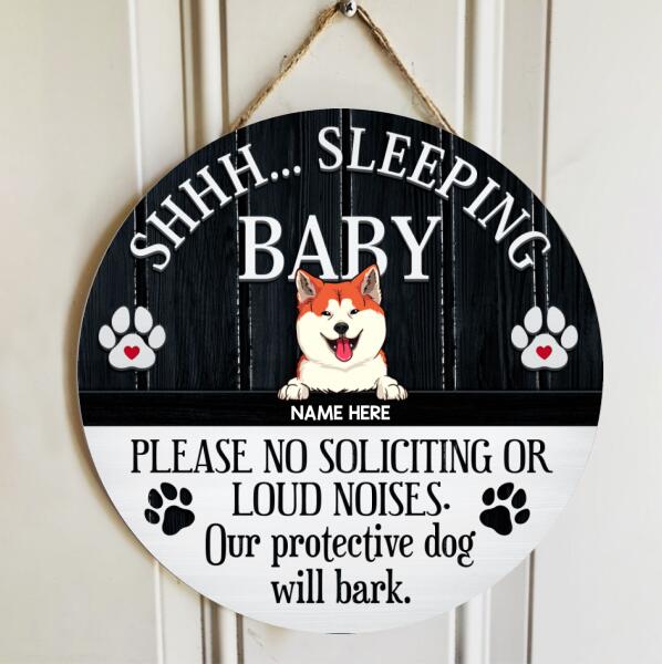 Pawzity No Soliciting Sign Funny, Gift For Dog Lovers, Baby Sleeping Our Protective Dog Will Bark , Dog Mom Gifts