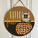 Pawzity Hello Fall Welcome Signs, Gifts For Cat Lovers, Pumpkin Leopard Print Front Door Decor , Cat Mom Gifts