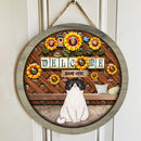 Welcome - Sunflower Decoration - Personalized Cat Door Sign , Cat Mom Gifts