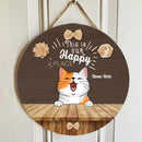 Pawzity This Is Our Happy Place Sign, Gifts For Cat Lovers, Custom Wooden Signs , Cat Mom Gifts