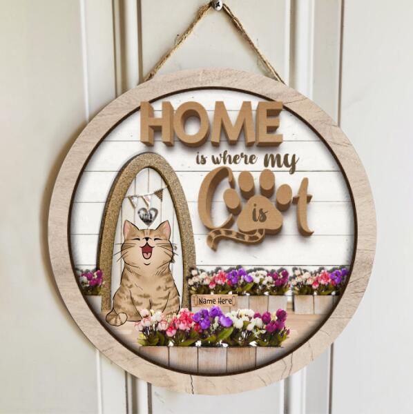Pawzity Welcome Sign For Front Door, Gifts For Cat Lovers, Home Is Where My Cats Are , Cat Mom Gifts