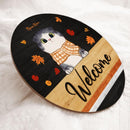 Pawzity Fall Welcome Door Signs, Gifts For Cat Lovers, Fall Custom Wooden Signs , Cat Mom Gifts