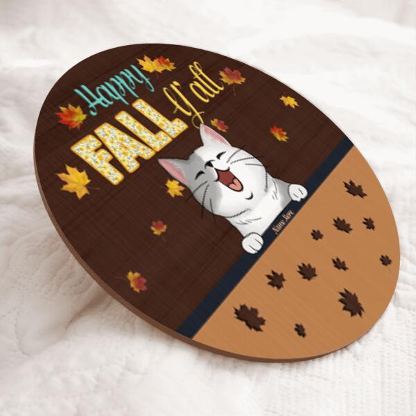 Pawzity Happy Fall Y'all Signs, Gifts For Cat Lovers, Fall Decoration For Home , Cat Mom Gifts