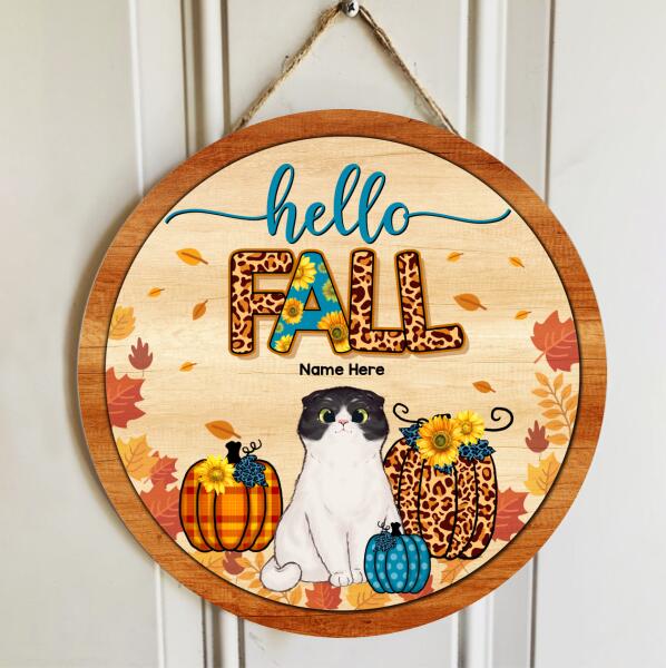 Pawzity Hello Fall Welcome Door Signs, Gifts For Cat Lovers, Welcome Sign For Front Door , Cat Mom Gifts