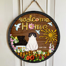 Pawzity Welcome Home Signs, Gifts For Cat Lovers, Cat At Garden Custom Wooden Signs , Cat Mom Gifts