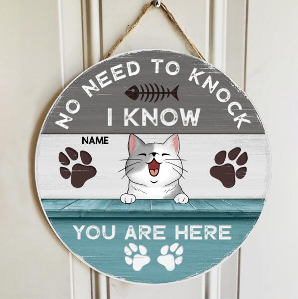 Pawzity No Need To Knock We Know You Are Here Custom Wood Signs, Gifts For Cat Lovers, Personalized Housewarming Gifts , Cat Mom Gifts