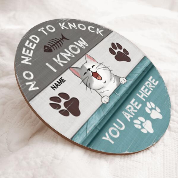 Pawzity No Need To Knock We Know You Are Here Custom Wood Signs, Gifts For Cat Lovers, Personalized Housewarming Gifts , Cat Mom Gifts