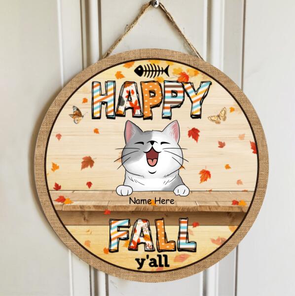 Pawzity Fall Welcome Door Signs, Fall Gifts For Cats Lovers, Hello Fall Y'all , Cat Mom Gifts