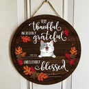Pawzity Fall Welcome Door Signs, Fall Gifts For Cat Lovers, Very Thankful Front Door Decor , Cat Mom Gifts