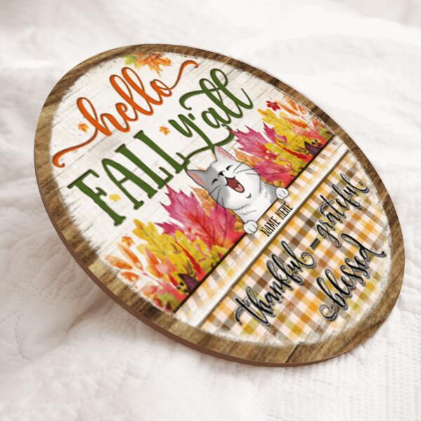 Pawzity Fall Welcome Door Signs, Fall Gifts For Cat Lovers, Welcome Sign For Front Door , Cat Mom Gifts