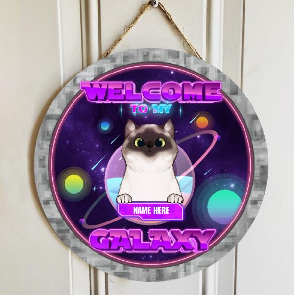 Pawzity Welcome Door Signs, Gifts For Cat Lovers, Welcome To Our Galaxy , Cat Mom Gifts