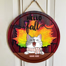 Pawzity Fall Welcome Door Signs, Maple Leaves Front Door Decor, Hello Fall Signs