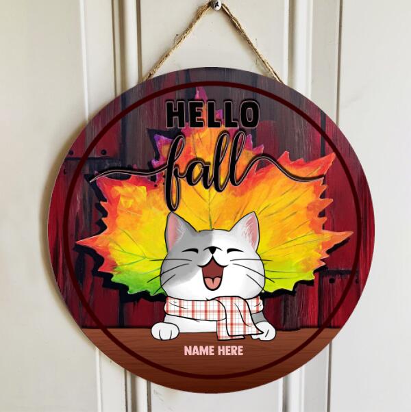 Pawzity Fall Welcome Door Signs, Maple Leaves Front Door Decor, Hello Fall Signs