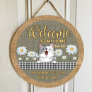 Pawzity Welcome to Our Home Signs, Gifts For Cat Lovers, The Humans Just Live Here With Us , Cat Mom Gifts
