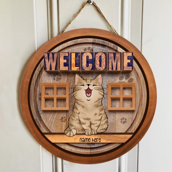Pawzity Welcome Door Signs, Gifts For Cat Lovers, Welcome Sign For Front Door , Cat Mom Gifts