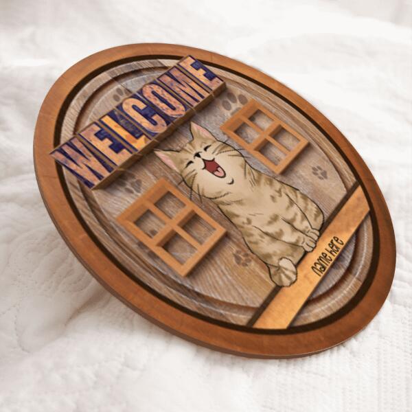 Pawzity Welcome Door Signs, Gifts For Cat Lovers, Welcome Sign For Front Door , Cat Mom Gifts