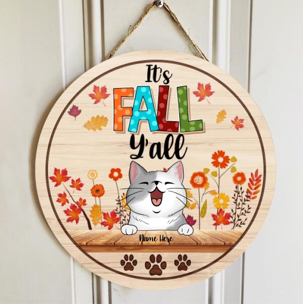 Pawzity It's Fall Y'all Signs, Gifts For Cat Lovers, Welcome Sign For Front Door , Cat Mom Gifts
