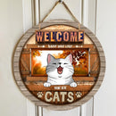 Pawzity Welcome Door Signs, Gifts For Cat Lovers, Hope You Like Cats Front Door Decor , Cat Mom Gifts