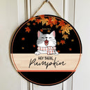 Pawzity Fall Welcome Door Signs, Fall Gifts For Cat Lovers, Hey There Pumpkin , Cat Mom Gifts