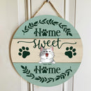 Pawzity Home Sweet Home Sign, Gifts For Cat Lovers, Pastel Green Custom Wooden Signs , Cat Mom Gifts