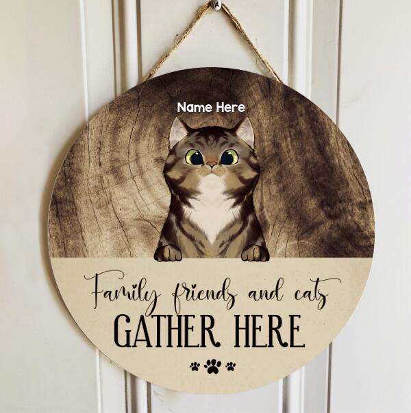 Halloween Welcome Door Signs, Halloween Gifts For Family, Family Friends And Cats Gather Here , Cat Mom Gifts