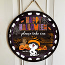 Halloween Welcome Signs For Front Door, Happy Halloween Gifts For Cat Lovers, Please Take One , Cat Mom Gifts