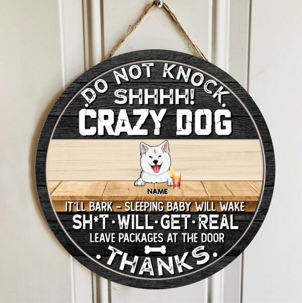 Pawzity Funny Warning Signs, Gifts For Dog Lovers, Do Not Knock Shhhh Crazy Dogs Custom Wood Signs , Dog Mom Gifts