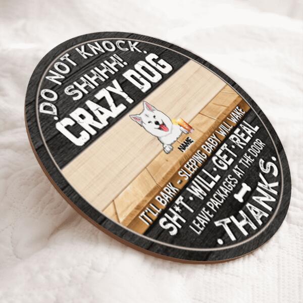 Pawzity Funny Warning Signs, Gifts For Dog Lovers, Do Not Knock Shhhh Crazy Dogs Custom Wood Signs , Dog Mom Gifts