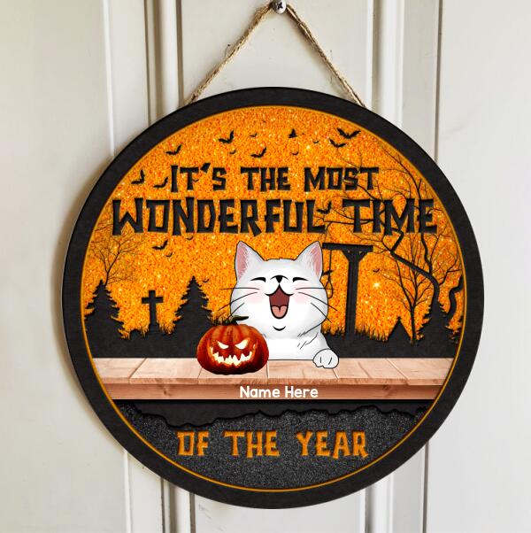 Halloween It's The Most Wonderful Time Of The Year Signs, Gifts For Cats Lovers, Halloween Welcome Sign For Front Door , Cat Mom Gifts