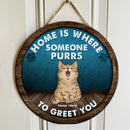 Pawzity Welcome Door Signs, Gifts For Cat Lovers, Home Is Where Someone Purrs To Greet You , Cat Mom Gifts
