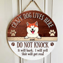 Pawzity Funny Warning Signs, Gifts For Dog Lovers, Crazy Dogs Live Here Do Not Knock They Will Bark Custom Wood Signs , Dog Mom Gifts