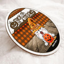 Halloween Trick Or Treats Signs, Halloween Welcome Door Sign, Yellow Witch Hat Custom Wooden Signs