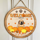 Pawzity Fall Welcome Signs, Gifts For Dog Lovers, Pumpkins and Maple Leaves Custom Wooden Signs , Dog Mom Gifts
