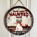 Halloween Welcome Signs For Front Door, Halloween Decorations For Cat Lovers, Home Sweet Haunted Home Sign , Cat Mom Gifts