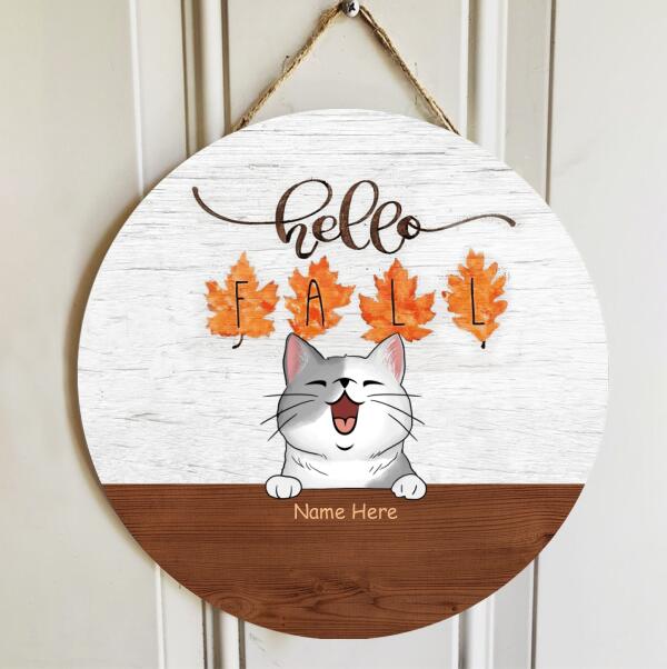 Pawzity Fall Welcome Sign, Gifts For Cat Lovers, Hello Fall Custom Wooden Signs , Cat Mom Gifts