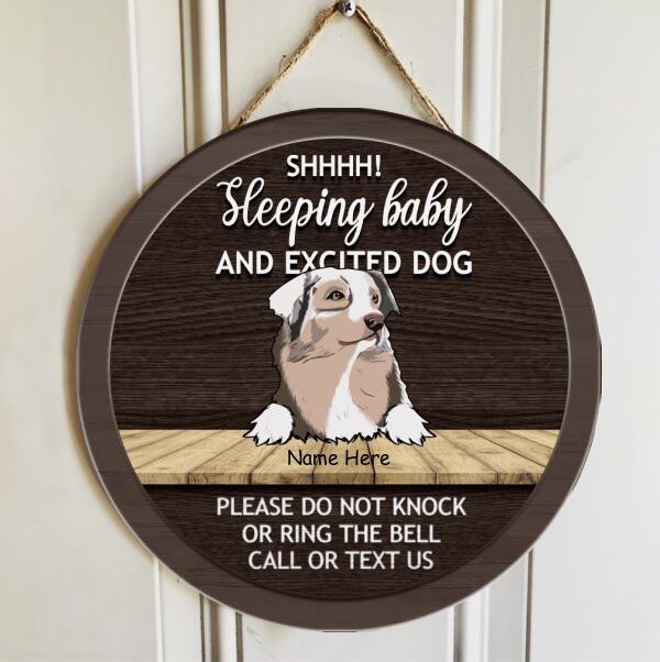 Pawzity Shhh! Sleeping Baby And Excited Dogs Welcome Signs, Gifts For Dog Lovers, Please Do Not Knock Or Ring The Bell , Dog Mom Gifts