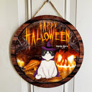 Halloween Welcome Signs, Happy Halloween Gifts For Cat Lovers, Jack-o'-lantern Custom Wooden Signs , Cat Mom Gifts