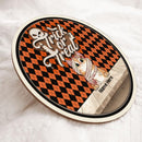 Halloween Trick Or Treat Welcome Door Signs, Halloween Gifts For Cat Lovers, Orange And Black Argyle Front Door Sign , Cat Mom Gifts