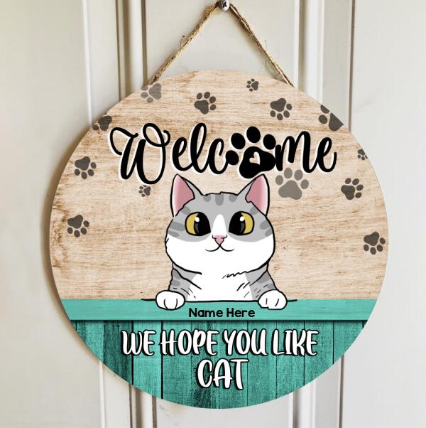 Pawzity Welcome Signs For Front Door, Gifts For Cat Lovers, Hope You Like Cats , Cat Mom Gifts