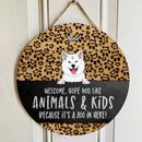Pawzity Welcome Door Signs, Gifts For Dog Lovers, Hope You Like Animals And Kids Leopard Round Welcome Signs , Dog Mom Gifts