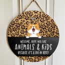 Pawzity Welcome Door Signs, Gifts For Cat Lovers, Hope You Like Animals And Kids Leopard Round Welcome Signs , Cat Mom Gifts