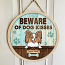 Pawzity Beware Of Dog Sign, Gifts For Dog Lovers, Blue Faded Welcome Signs For Front Door, Beware Of Dog Kiss , Dog Mom Gifts