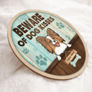 Pawzity Beware Of Dog Sign, Gifts For Dog Lovers, Blue Faded Welcome Signs For Front Door, Beware Of Dog Kiss , Dog Mom Gifts