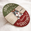 Christmas Believe Let It Snow Welcome Door Signs, Gifts For Cat Lovers, Season's Greetings Custom Wooden Signs , Cat Mom Gifts